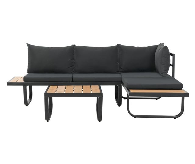 Set vrtne kutne garniture s jastucima, 2 dijela, aluminij, WPC