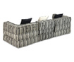 Canapea puf modulară cu 3 locuri, gri cu dungi, material textil