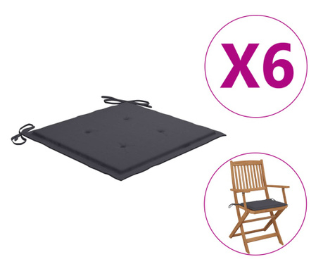 Възглавници за градински столове 6 бр антрацит 40x40x4 см плат