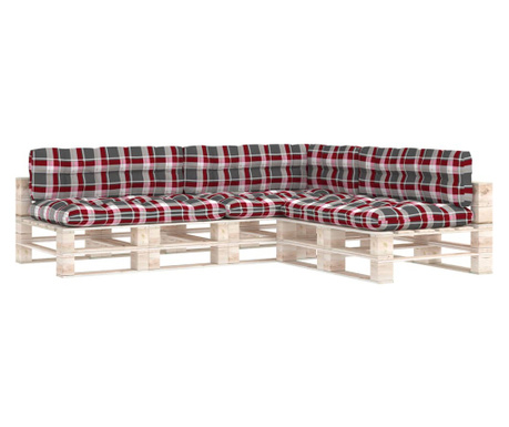 Палетни възглавници за диван, 7 бр, червено каре