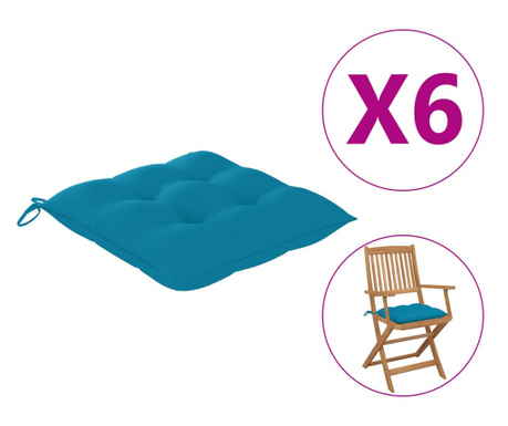 Poduszki na krzesła, 6 szt., niebieskie, 40x40x7 cm, tkanina