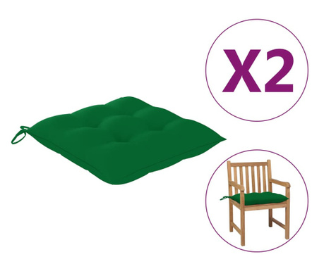 Jastuci za stolice 2 kom zeleni 50 x 50 x 7 cm od tkanine