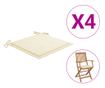 Градински възглавници за столове, 4 бр., Кремаво, 40x40x3 см thumbnail 1