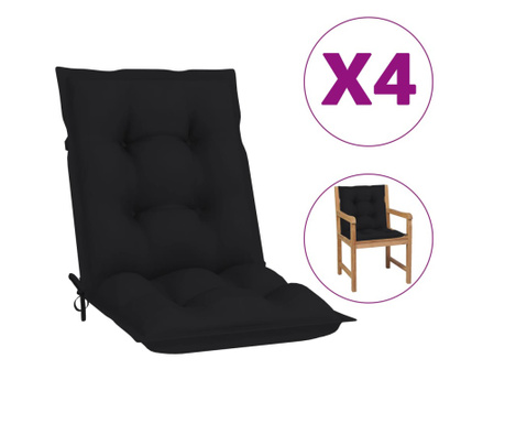 Възглавници за градински столове, 4 бр, черни, 100x50x7 см