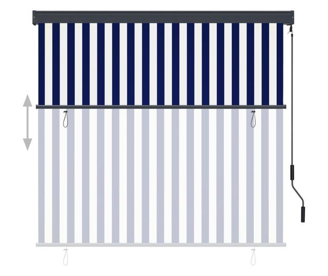 Външна ролетна щора, синьо и бяло, 160 x 250 см