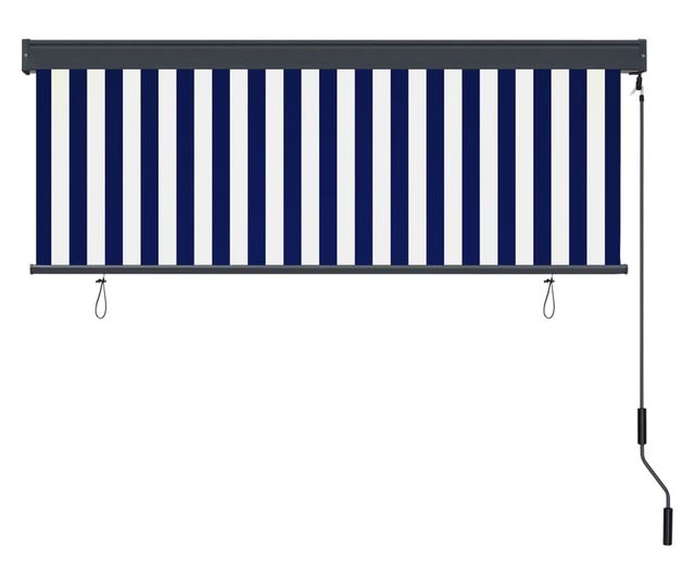 Външна ролетна щора, синьо и бяло, 160 x 250 см