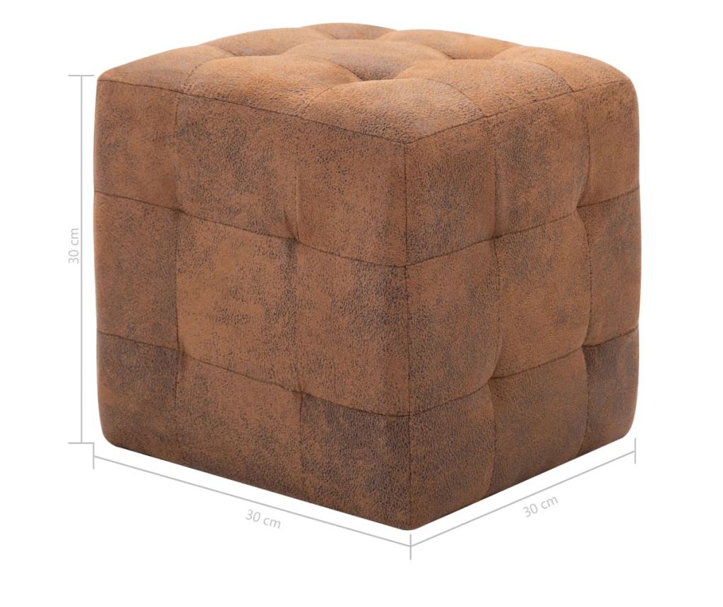 Tabure 2 kom smeđi 30 x 30 x 30 cm od umjetne brušene kože - 9