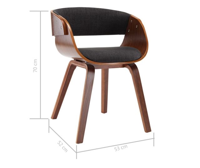 Kuhinjski stol, siv, upognjen les in tkanina