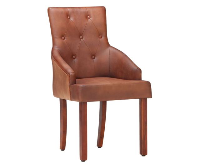 Stolice za kuhinju, 4 kom., smeđe, prirodna kozja koža