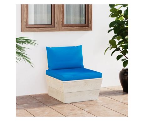 Canapea de mijloc paleți de grădină cu perne, lemn molid tratat