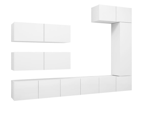 Комплект ТВ шкафове от 7 части, бял, ПДЧ