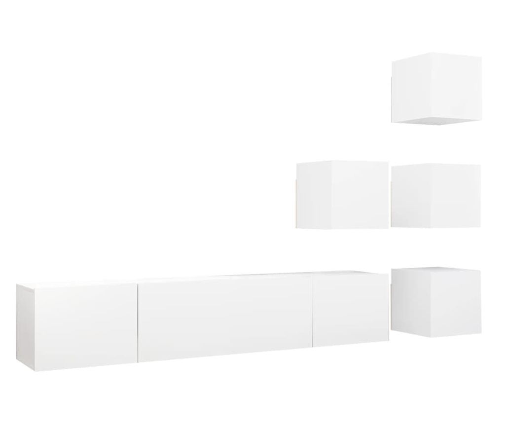 Set TV ormarića, 6 dijelova, bijela, iverica - 2