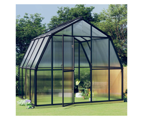 3098018  Greenhouse with Base Frame Anthracite 6,66 m² Aluminium (317824+317825)