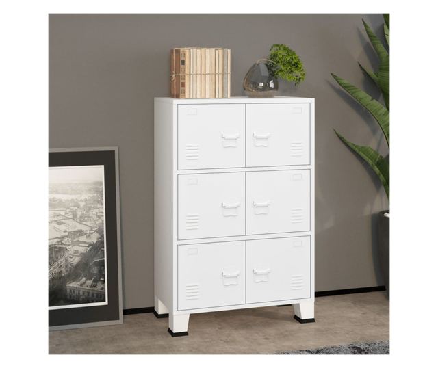 Industrijski sanduk za pohranu bijeli 75 x 40 x 115 cm metalni