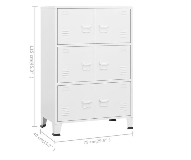 Industrijski sanduk za pohranu bijeli 75 x 40 x 115 cm metalni