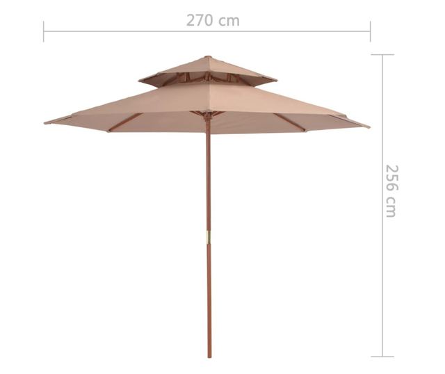 Naperny dupla, faoszlop, 270 cm, szrksbarna