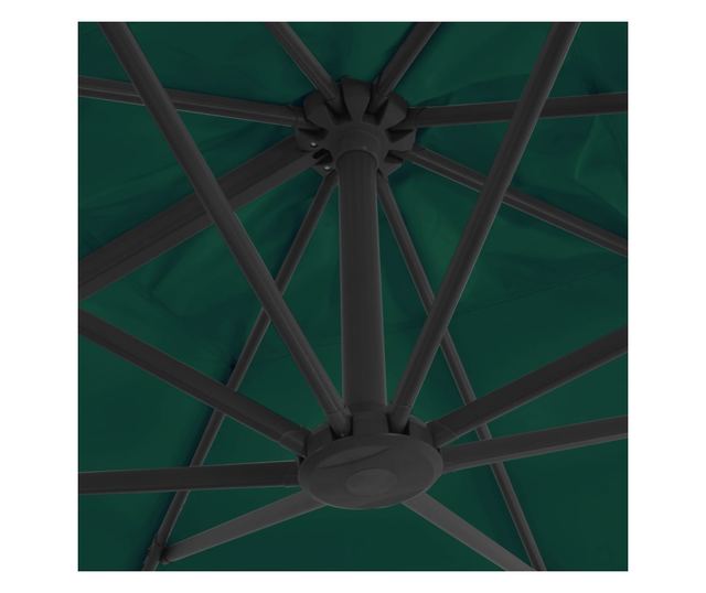 Градински чадър с чупещо рамо и алуминиев прът 300x300 см зелен