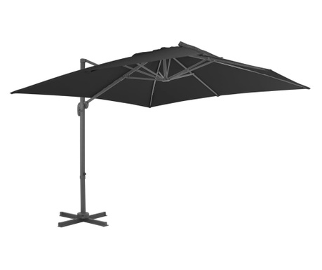 Umbrelă suspendată cu stâlp din aluminiu antracit 300x300 cm