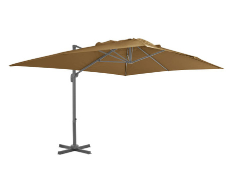 Umbrelă suspendată cu stâlp din aluminiu, taupe, 400x300 cm