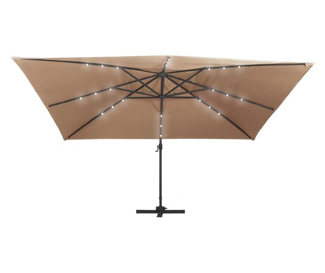 Konzolni suncobran LED i aluminijski stup 400x300 cm smeđesivi