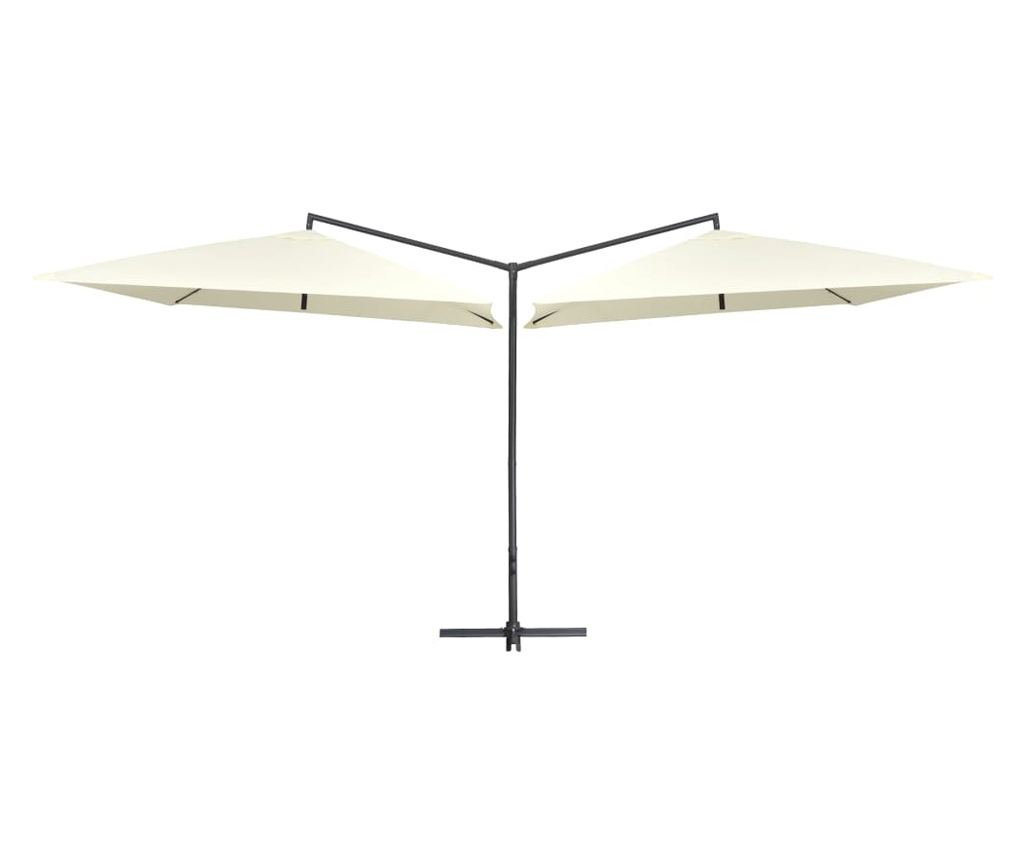 Ομπρέλα Κήπου Διπλή Λευκό Άμμου 250 x 250 εκ. με Ατσάλινο Ιστό - 4