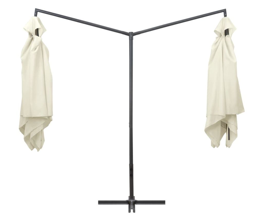 Ομπρέλα Κήπου Διπλή Λευκό Άμμου 250 x 250 εκ. με Ατσάλινο Ιστό - 6