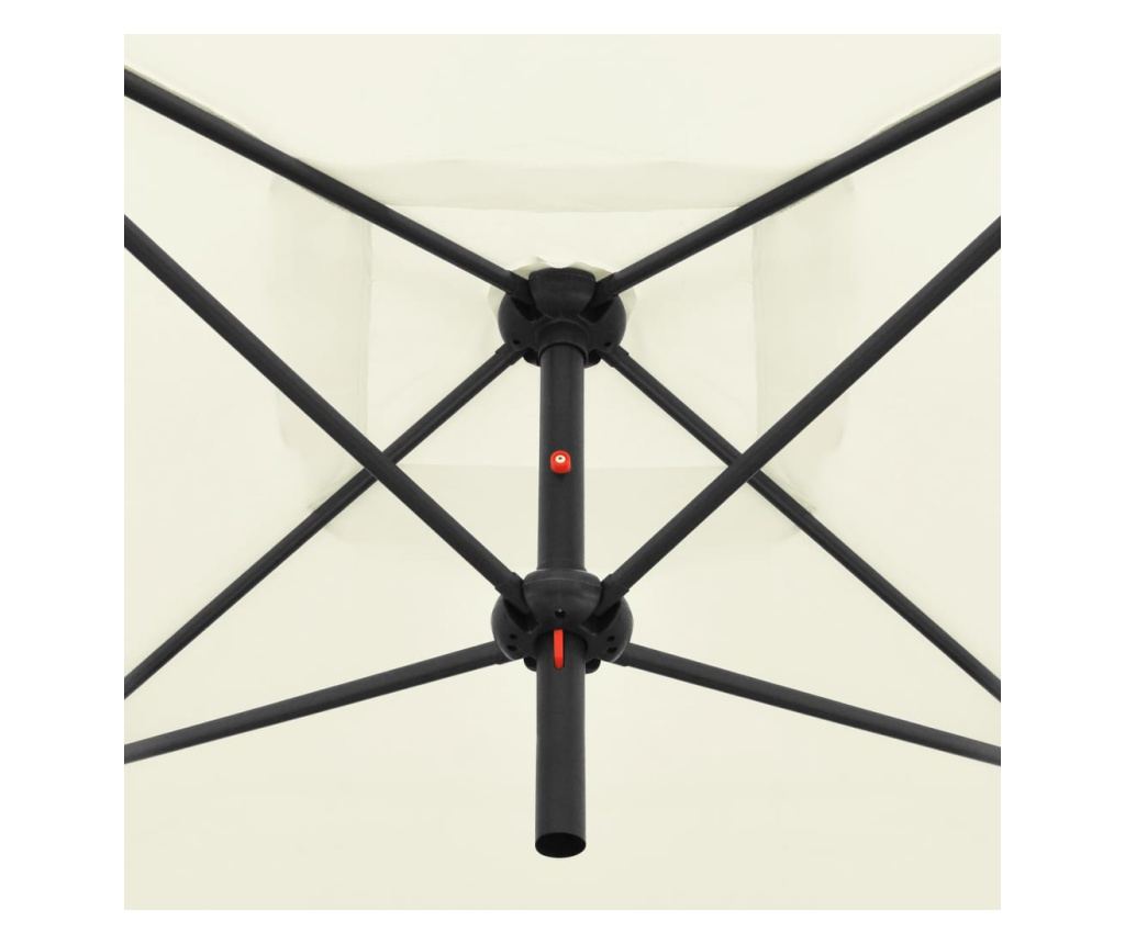 Ομπρέλα Κήπου Διπλή Λευκό Άμμου 250 x 250 εκ. με Ατσάλινο Ιστό - 8