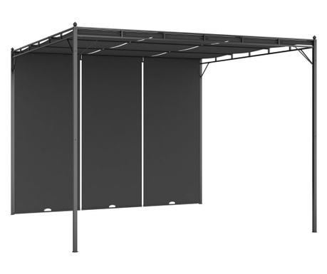 Pavilion de grădină cu perdea laterală, antracit, 3x3x2,25 m
