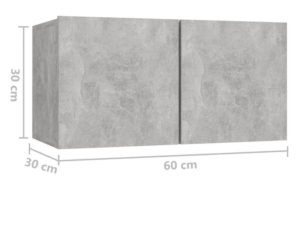 Zidne TV komode, 2 kom., Betonsko siva, 60x30x30 cm - 9