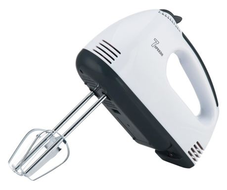 Миксер Rosberg R51110G, 200W, 7 скорости, хромирани бъркалки, бял/черен