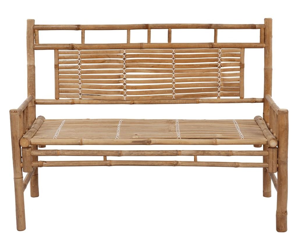 Градинска пейка с възглавница, 120 см, бамбук - 3
