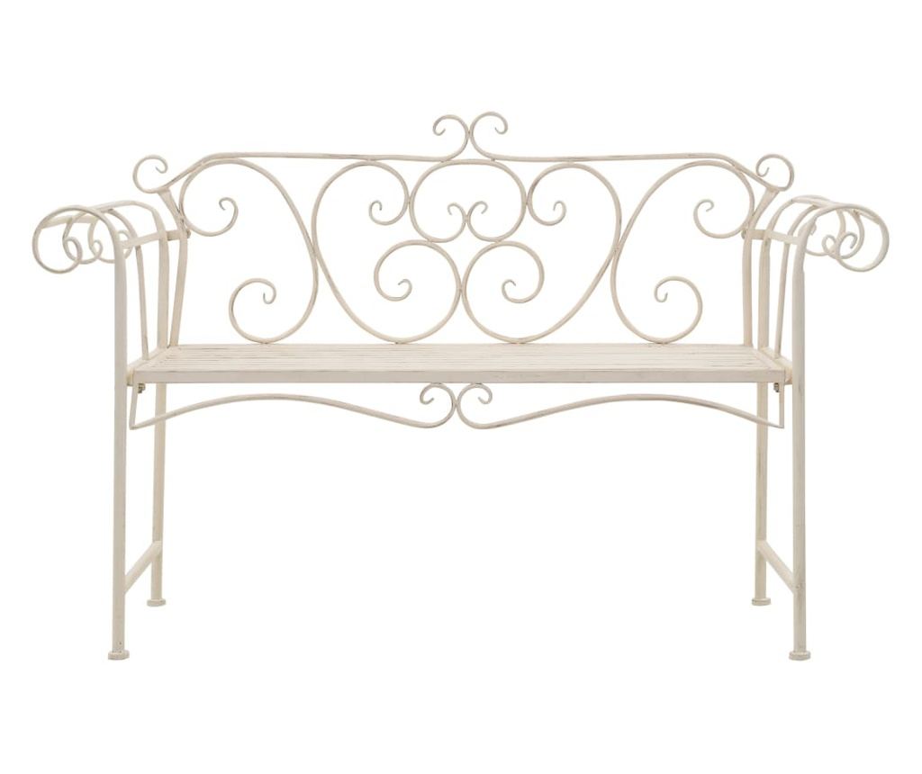 Vrtna klupa, vintage bijela, 132 cm, metal - 2