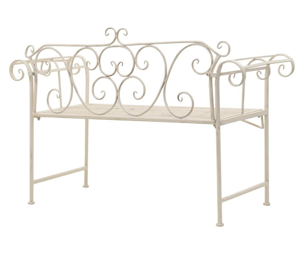 Vrtna klupa, vintage bijela, 132 cm, metal - 4