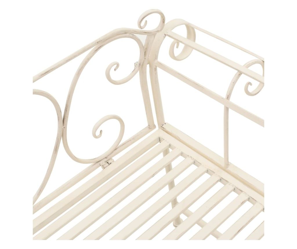 Vrtna klupa, vintage bijela, 132 cm, metal - 5