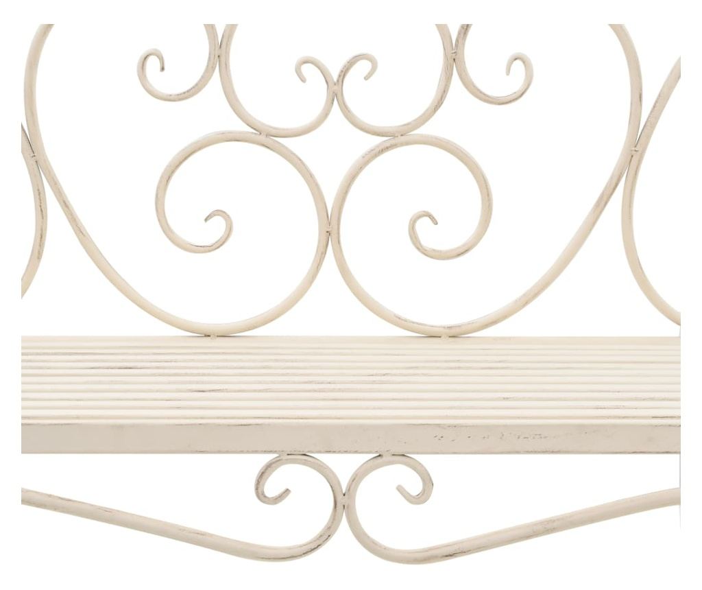 Vrtna klupa, vintage bijela, 132 cm, metal - 6