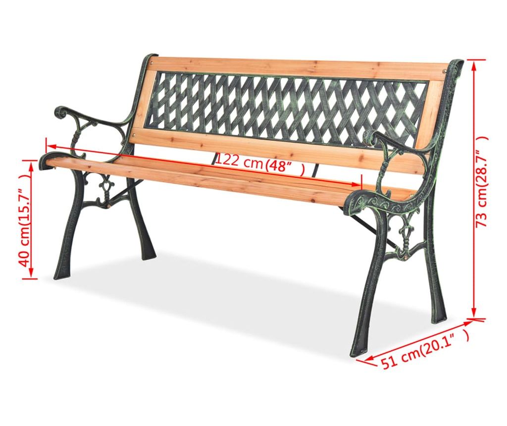 Vrtna klupa 122 cm drvena - 12