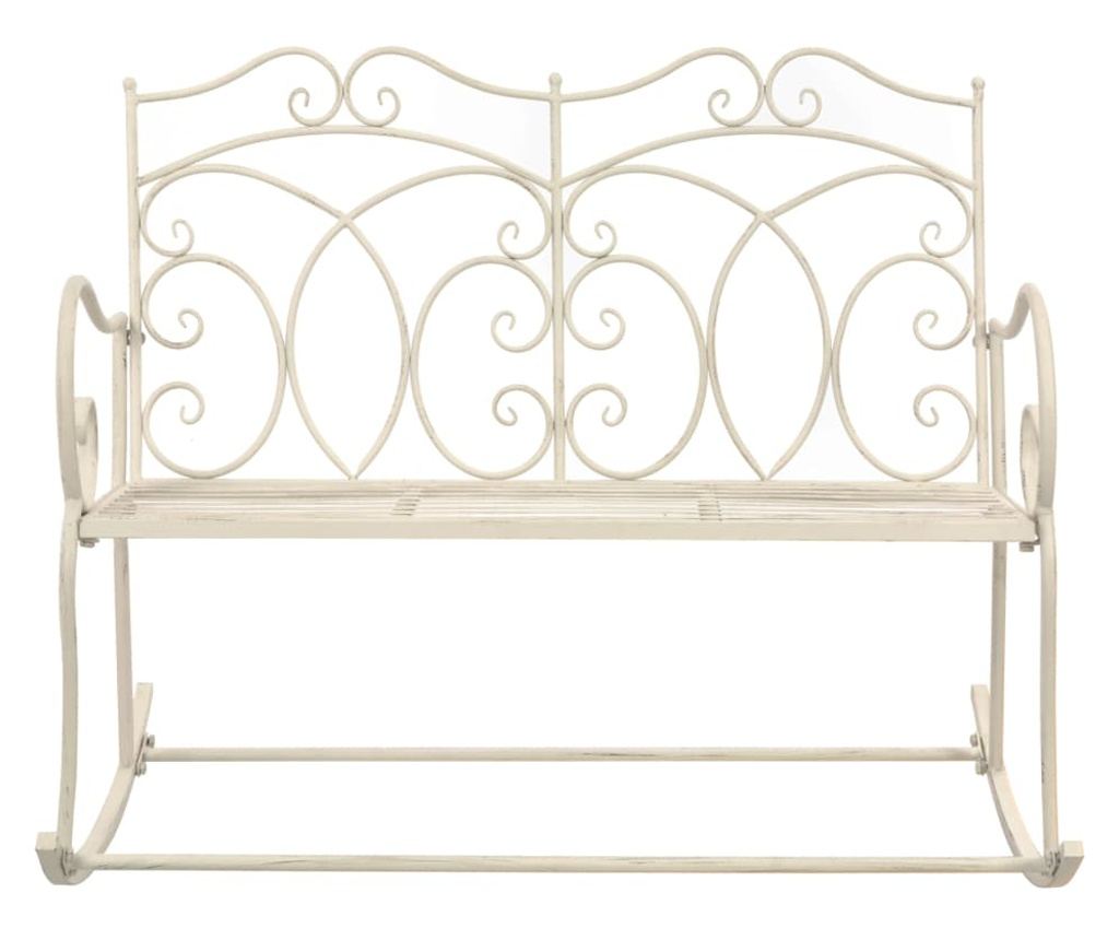 Vrtna klupa 104 cm željezna antikna bijela - 5