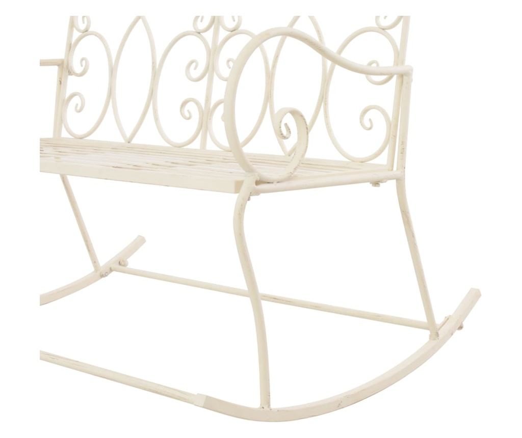 Vrtna klupa 104 cm željezna antikna bijela - 11