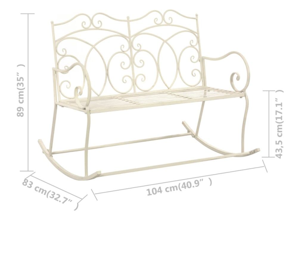 Vrtna klupa 104 cm željezna antikna bijela - 12