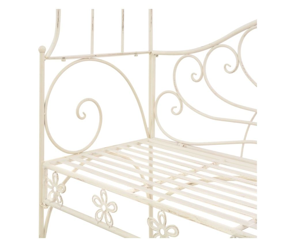 Vrtna klupa, starinsko bijela, 122 cm, željezo - 5