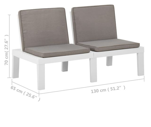 Vrtna klupa s jastucima plastična bijela