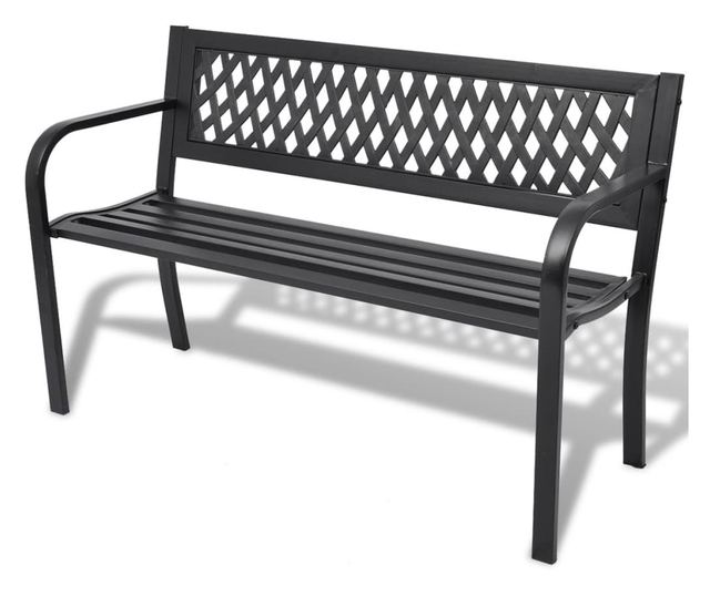 Vrtna klupa 118 cm čelik crna