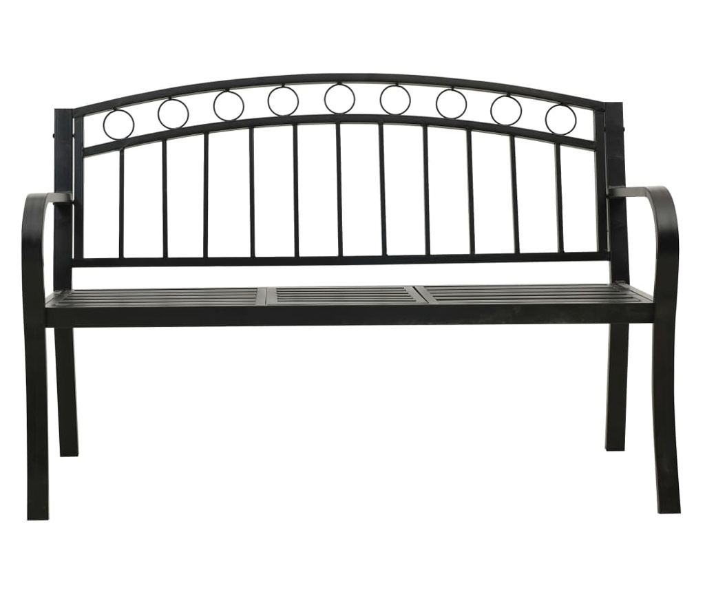 Градинска пейка с маса, черна, 125 см, стомана - 3