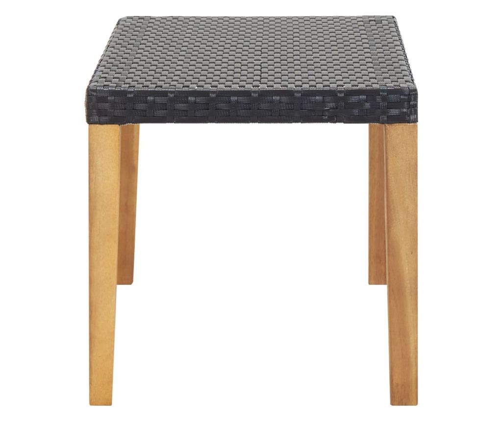 Vrtna klop, črna, 120 cm, poliratan in akacijev les - 3