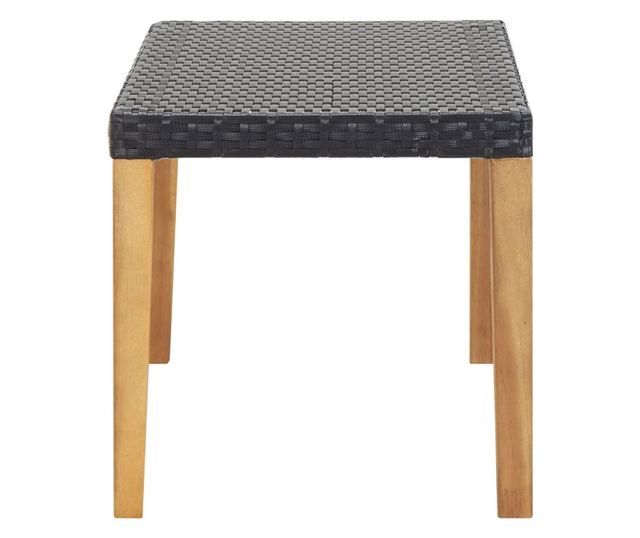 Vrtna klupa, crna, 120 cm, poliratan i akacijevo drvo