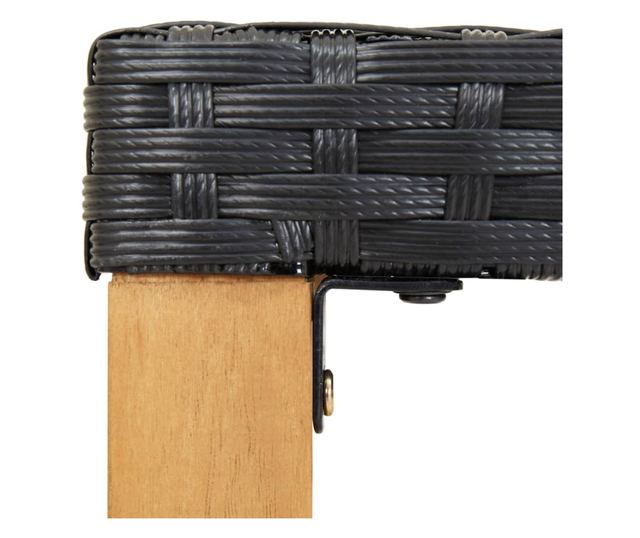 Vrtna klupa, crna, 120 cm, poliratan i akacijevo drvo