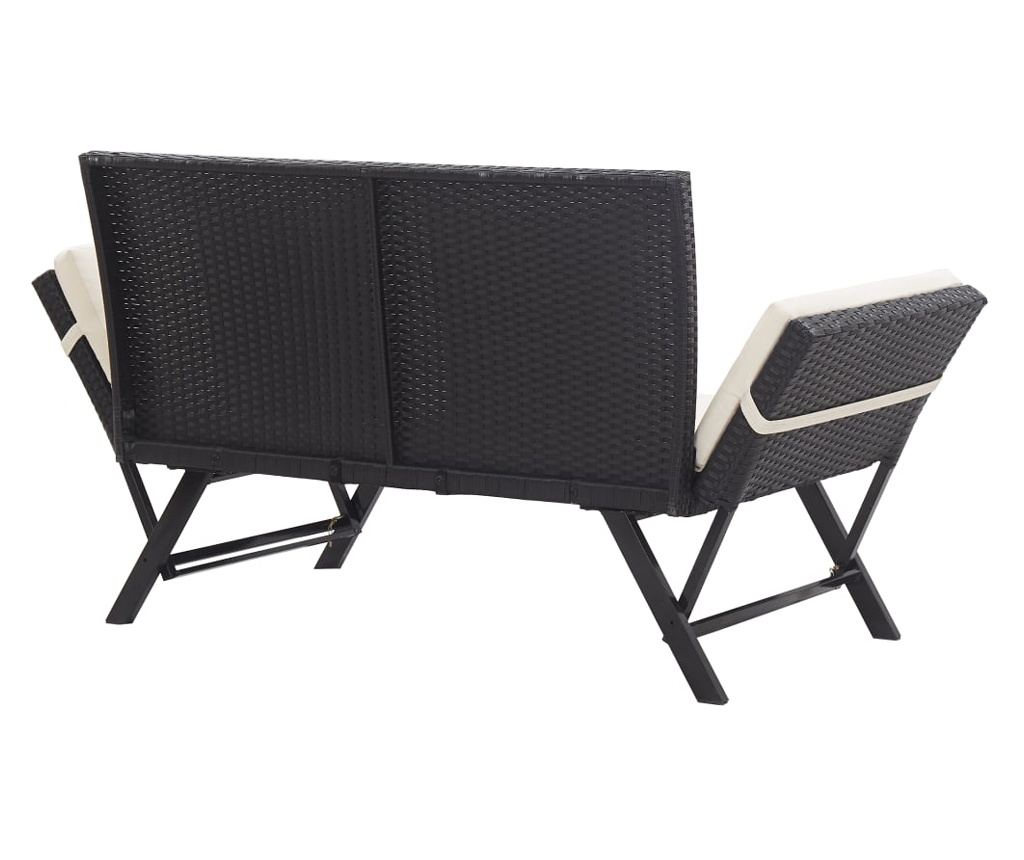 Vrtna klupa s jastucima, crna, 176 cm, polyrattan - 4