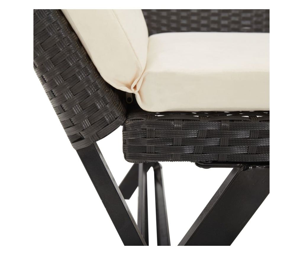 Vrtna klupa s jastucima, crna, 176 cm, polyrattan - 9