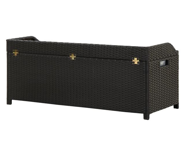Bancă de depozitare pentru grădină, negru, 120 cm, poliratan
