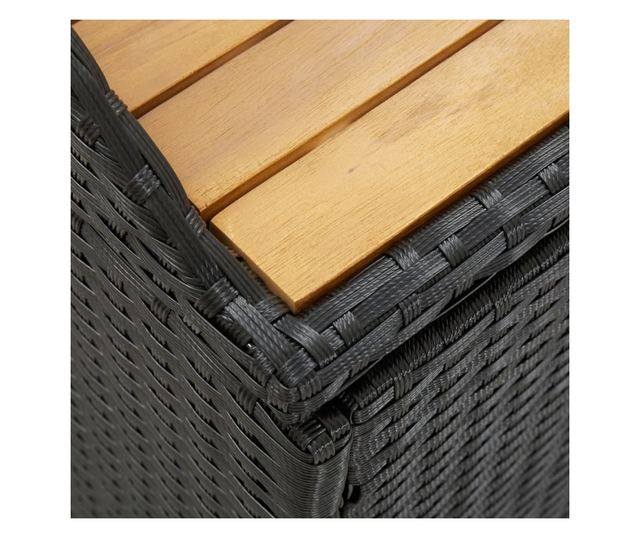 Bancă de depozitare pentru grădină, negru, 120 cm, poliratan